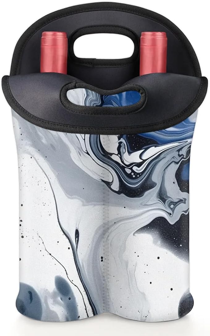 Wine Carrier Tote Personalized Bag for 2 Bottles - Neoprene Wine Bottle Holder with Carry Handle, Wine Protective Bag Insulated Bag Beer Cans Water Bottle Holder for Travel Picnic,Style2
