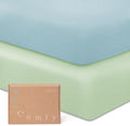 PurComfy Supersoft Pack and Play Sheets Fitted, Premium Bamboo Viscose Mini Crib Sheets, Pack N Play Mattress Sheets, Graco Playard Baby Sheets Neutral for Boys Girls, 5'' Deep Pocket 2-Pack