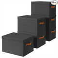Storage Bins with Lids - Large Fabric Closet Bins with Lid, 6 Pack Clothes Organizers and Storage, Collapsible Stackable Cube Basket for Home, Office, Dorm, Black
