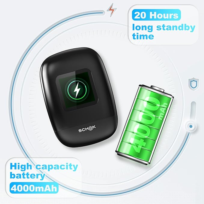 SCHOK 4G LTE Mobile Hotspot - Cat 12 Portable WiFi for Travel, Dual Bands (2.4GHz/5GHz), 600Mbps Download High Speed, Supports 16 Connected Devices, Compatible with Verizon & its MVNOs ONLY