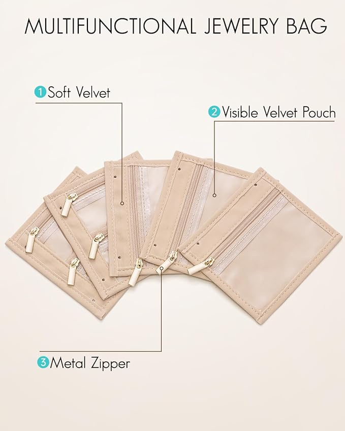 Vlando Jewelry Box for Girls Women,5 Pcs Jewelry Bags,Display Portability Jewelry Storage for Gem Diamond Necklaces Rings Earrings Bracelets(Small