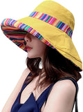 Women Wide Brim Sun Hats Metal Wired Edge Summer UV Protection Beach Fishing Hat for Hiking Garden Travel Chin Strap