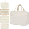 Toiletry Bag For women,Portable Hanging Organizer,4 Leakproof Compartment for full-sized Conditioner, Brushes Set, Makeup Accessories,Visible and easy to access.M-beige