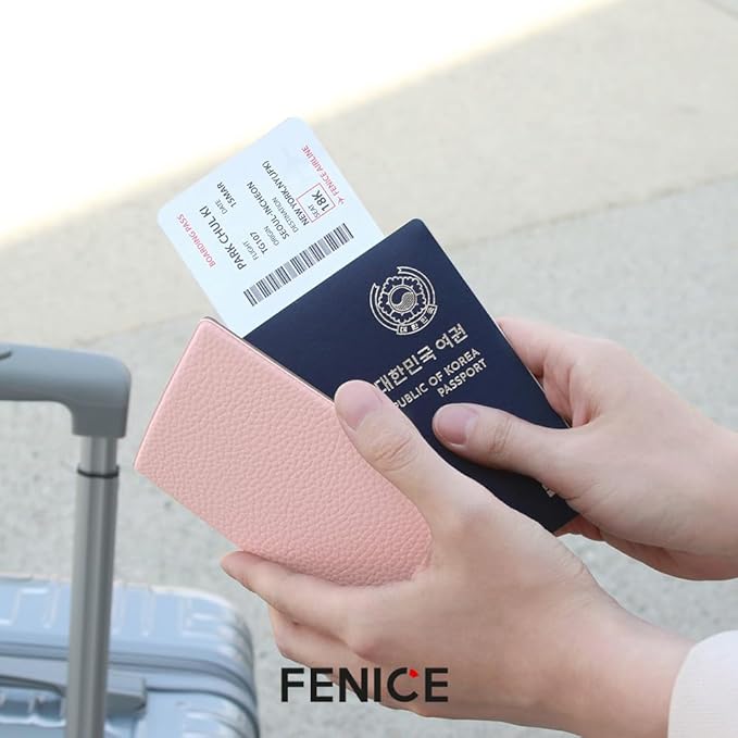 Fenice Classic Passport Cover Holder Wallet Case for Travel Essential RFID Blocking Vegan Leather Waterproof (ORANGE)