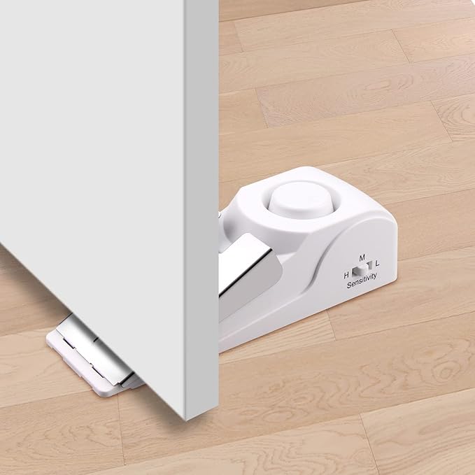 EMDMAK Door Stop Alarm with 120DB Siren Door Stop for Home & Travel (White) (Pack of 4)