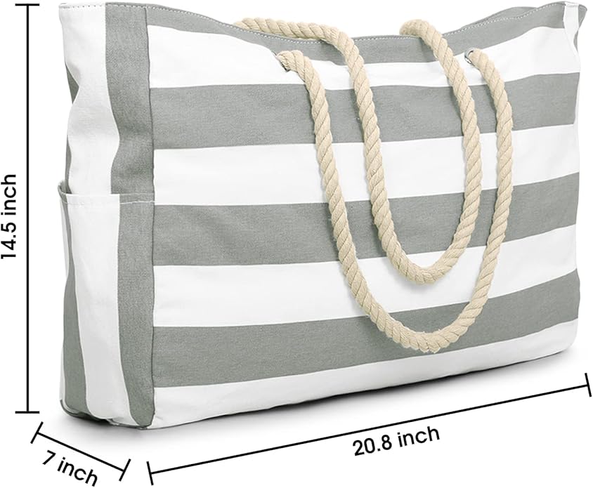 Becokan Beach Bags for Women Large Waterproof Beach Tote Bag Zipper Beach Bags Waterproof Sandproof Swim Pool Bag Large Tote