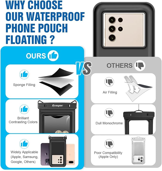 [Up to 8.5"] Floating Waterproof Phone Pouch 2 Pack - Floatable Waterproof Phone Case with Lanyard for iPhone 16 15 Pro Max, Galaxy S25 S24 Ultra, IPX8 Cellphone Dry Bags, Beach Vacation Essentials
