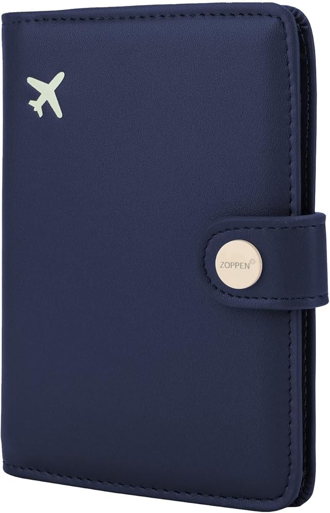 ZOPPEN Passport Holder Women Men, Passport Cover Travel Wallet Rfid Blocking Passport Wallet Cover Case Travel Essentials Document Organizer, Navy Blue