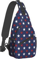 SUPLUCHOM Sling Bag American Flag Red White Star Hiking Daypack Crossbody Shoulder Backpack Travel Chest Pack for Men Women