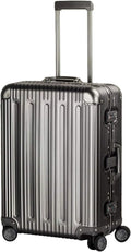 TRAVELKING All Aluminum Luggage Zipperless Hard Shell Suitcase with TSA Lock Spinner Wheels Lightweight Metal Alloy Suitcases (Grey, 24 inch)