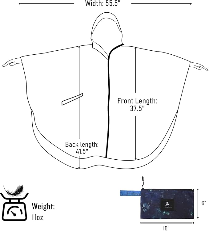 SaphiRose Rain Poncho Jacket Coat Hooded for Adults with Pockets