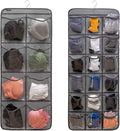 Dual-Sided Hanging Closet Organizer for Socks Underwear Bra Kids Storage Organizer for Baby Clothes Toddler Shoes with 26 Pockets (Grey-Clear Pockets)