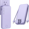 Portable Charger with Built in Cable and AC Wall Plug, USB C Power Bank 12000mAh 22.5W Super Fast Charging, Lightweight Portable Phone Charger Travel Battery Pack for iPhone, ect