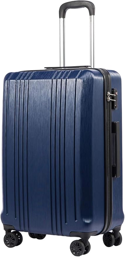Coolife Luggage PC+ABS Hardshell Suitcase with TSA Lock, Spinner Carry On Lightweight (navy, S(20in_carry on))
