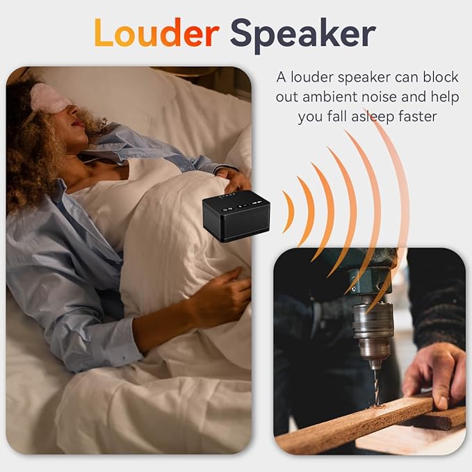 Sound Machine White Noise Machine with 30 Soothing Sounds 36 Levels Volume 5 Timers and Memory Function Effectively Blocks Noise Ideal Sleep Machine for Baby Kids Adults… (Black)