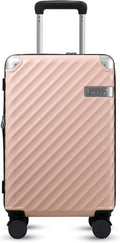 LUGGEX Luggage with Spinner Wheels, Polycarbonate Expandable Hard Shell Suitcase, Carry On 20 Inch, Pink