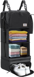 Hanging Packing Cubes for Travel – Portable Closet Organizer with Shoe Compartment, Compression Travel Shelves for 24–32 Inch Suitcases, Foldable Carry-On Packing System