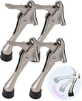 One Touch Kickdown Door Stopper, Door Holder, Heavy Duty Door Stops, Bottom of Door, Height-Adjustable Rubber Tips by HASHI (Satin Nickel 4 inch x 4pack)