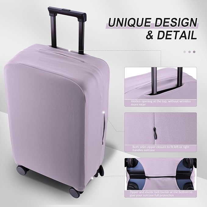 Travel Luggage Cover Suitcase Protector Scratch-Resistant Fit 19-31 Inch Suitcase, Not Included Suitcase (Lavender Purple, 2XL(30-31 inch))