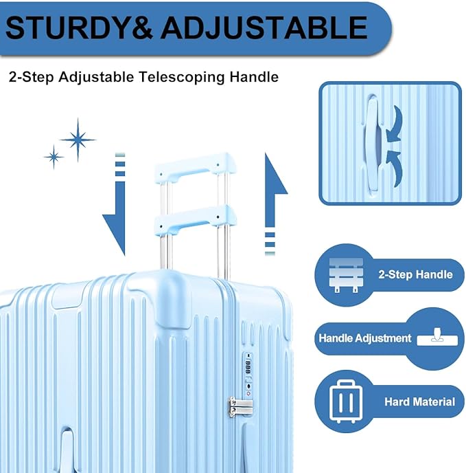 Krute Luggage Sets 2 Pieces PC+ABS Hardshell Suitcase with Spinner Wheels TSA Lock Carry On Suitcase Set 20+28 Inch Luggages