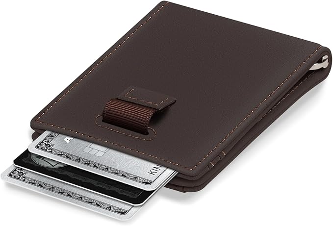 Kings Loot Money Clip Slim Minimalist Wallet for Men | RFID Blocking Leather Design with Money Clip | Front Pocket Bifold Holds 12 Cards | Stylish & Compact Wallets (Truffle)