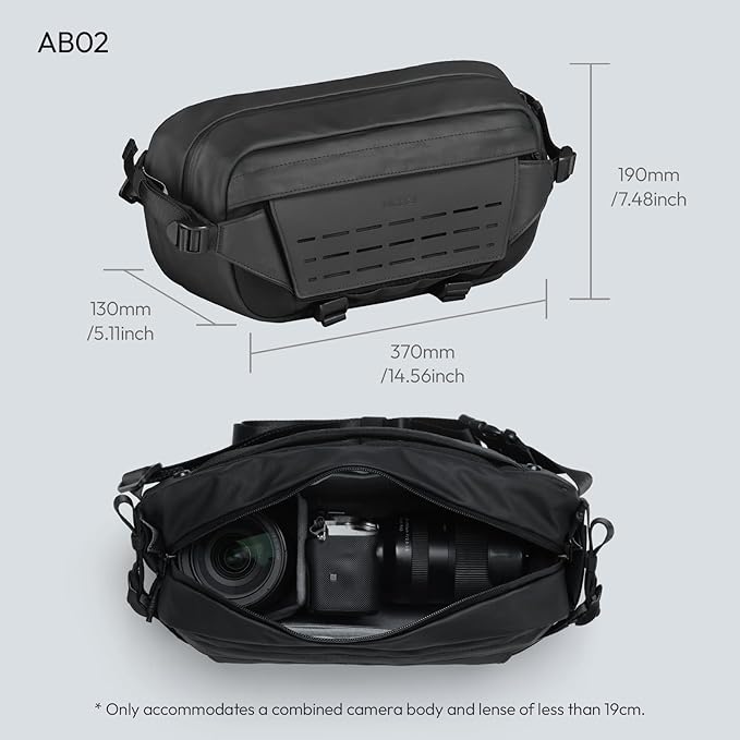 ULANZI Camera Sling Bag, Water-Resistant Camera Case with Tripod Holder, DSLR/SLR/Mirrorless Camera Bags Crossbody for photographers - Black 9L Capacity