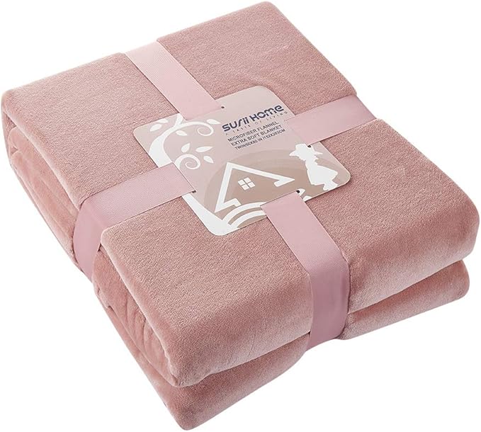 Surii Home Luxury Microfiber Flannel Blanket, Super Soft, Warm, Cozy, Fluffy, and Breathable, Perfect Throws for Bed, Couch, Sofa, for All Season Use. 350GSM Twin Size 60x80 Inches(Sepia Rose)