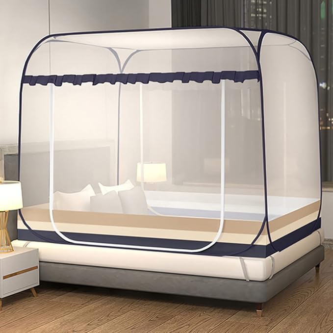 Jsanh Folding Mosquito Net Tent Canopy Curtains for Beds Pop Up Mosquito Net Tent King Size Portable Mosquito Netting with Bottom for Baby Adults(L80xW80XH62 inch