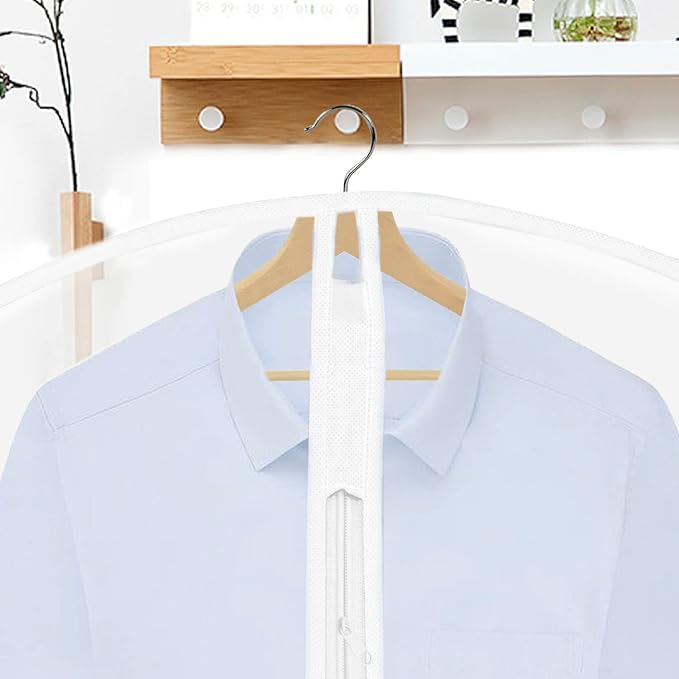 Pwsap 8Pack Breathable Clothes Covers with Zip, Hanging Garment Covers Bags Dress Bag Covers MothProof Mens Suit Storage Bag Dust Cover for Wardrobe Storage and Travel