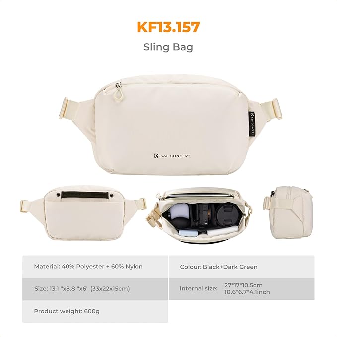 K&F Concept 2 in 1 Sling Bag Everyday Shoulder Bag & Multifunction Photography Crossbody Camera DSLR Backpack Portable Bag