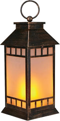 18'' Glass Solar Lantern Outdoor Waterproof, Large Hanging Solar Lanterns with Flickering Flame Lights, Metal Outdoor Lantern Decorative for Patio Garden Backyard Tabletop Mothers Day Gifts Mom
