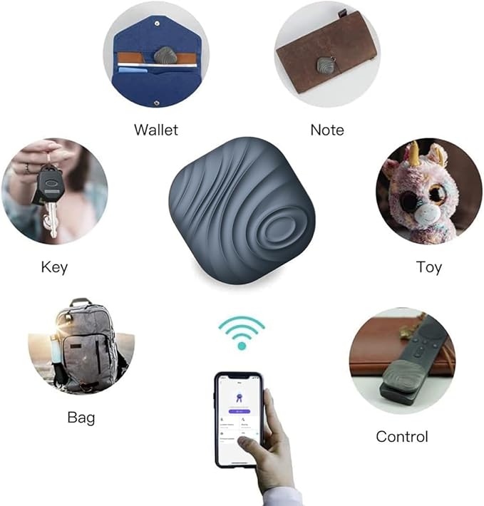 Findhting Key Finder Tag - Bluetooth Tracker Item Locator with Key Chain - Both iOS and Android Compatible for Keys Pet Wallets or Backpacks and Tablets (Blue-One)