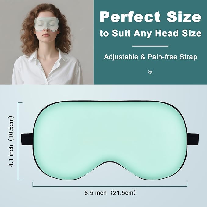 Sleep Mask, Real Natural Pure Silk Eye Masks with Adjustable Strap for Sleeping, Mulberry Silk Eye Sleep Shade Cover, Block Light Reduces Puffy Eyes Traveling Gifts