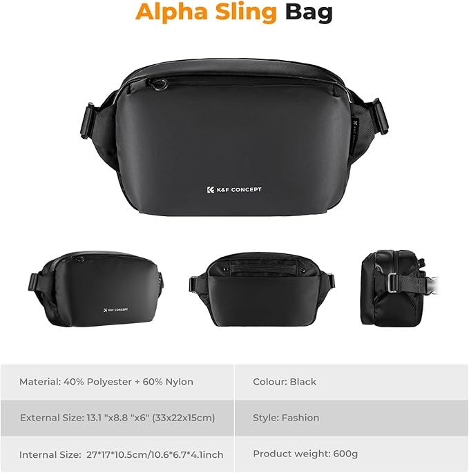 K&F Concept 2 in 1 Sling Bag Everyday Shoulder Bag & Multifunction Photography Crossbody Camera DSLR Backpack Portable Bag
