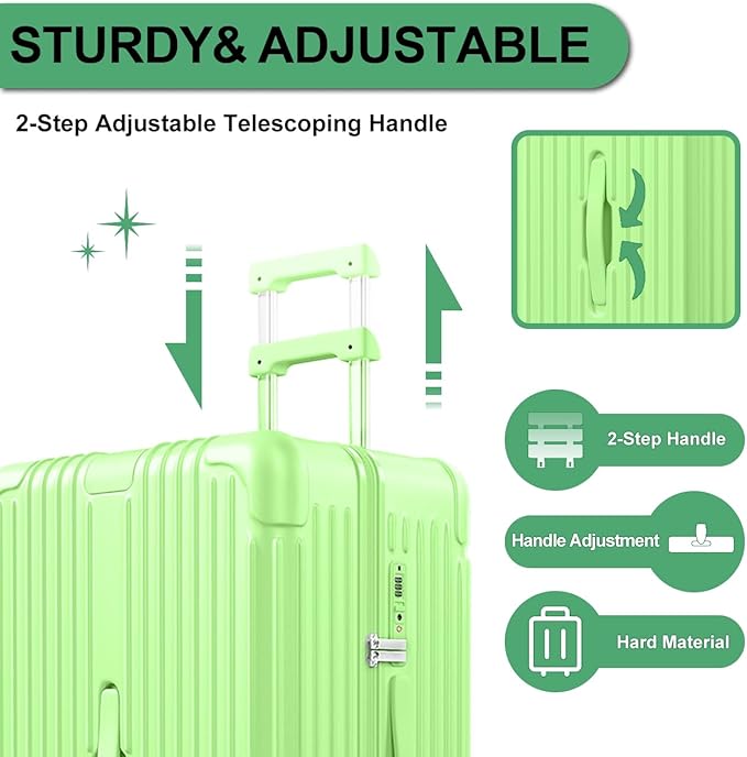 Krute Luggage 28 Inch Suitcase with 4 Universal Wheels TSA Lock PC+ABS Hardside Checked Luggage (AppleGreen