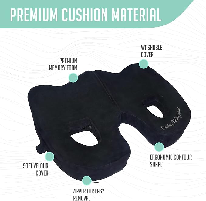 Premium Foldable Piriformis Cushion - Piriformis Pain and Sciatic Pain Relief Cushion - for Home & Office Use, Perfect for Travel or Driving - Piriformis Cushion