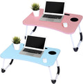 2-Pack Large Lap Desk for Bed & Sofa with Cup Holder & Foldable Legs Laptop Table, Breakfast Serving Tray, Tablet Phone Groove, Foldable Legs