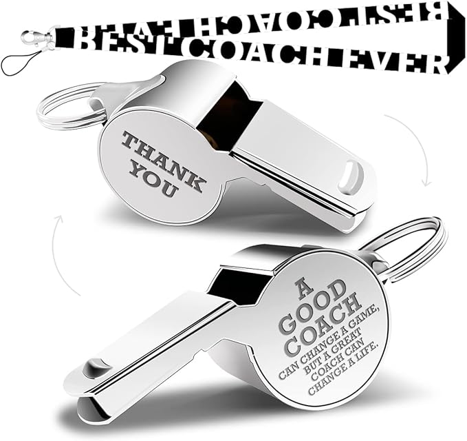 fkovcdy Whistle Thank You Whistle for Coaches Teachers Whistle Emergency Coach Referee Lifeguard Loud Whistle for Men Women Referees Coaches Sports Coaches Whistle with Lanyard Cheer Coach Gift