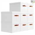 Storage Bins with Lids - Large Fabric Closet Bins with Lid, 8 Pack Clothes Organizers and Storage, Collapsible Stackable Cube Basket for Home, Office, Dorm, White