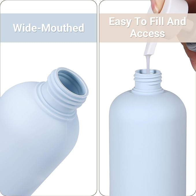 ASEVAT 13.5oz 4pack Refillable Travel Shampoo and Conditioner Bottles, Travel Size containers, Travel Bottle for toiletries, Squeeze Bottles with Flip Cap, Empty Plastic Leak Proof Travel Bottles