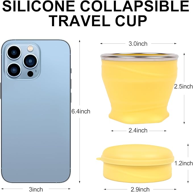 Collapsible Water Cup 6oz/180ml - Collapsible Cup - Silicone Collapsible TravelCup - Silicone Folding Camping Cup with Lids - Foldable Drinking Cup - for Travel, Camping, Hiking