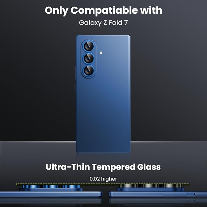 WSKEN for Z Fold 7 Camera Lens Protector Case Cover - Ultra HD Anti-Reflective Tempered Metal Glass Anti Scratch Rear Camera Screen Protector Film for Samsung Galaxy Z Fold 7 5G Accessories,Blue