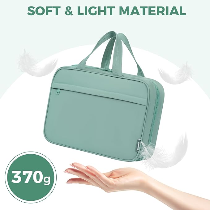 Toiletry Bag For women,Portable Hanging Organizer,4 Leakproof Compartment for full-sized Conditioner, Brushes Set, Makeup Accessories,Visible and easy to access.M-mint