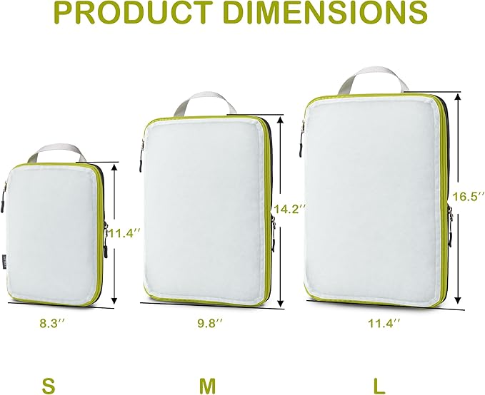 Cipway Mesh Compression Packing Cubes, Ultralight See Through Luggage Organizer Bags, Travel Essentials for Carry on Suitcase（3 Pcs,White）