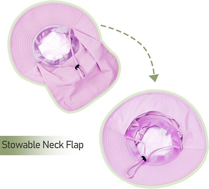 Fishing Hat Breathable Wide Brim Sun Hats with Neck Flap Bucket Hat Outdoor Safari Hat for Men Women UPF 50+ Sun Protection
