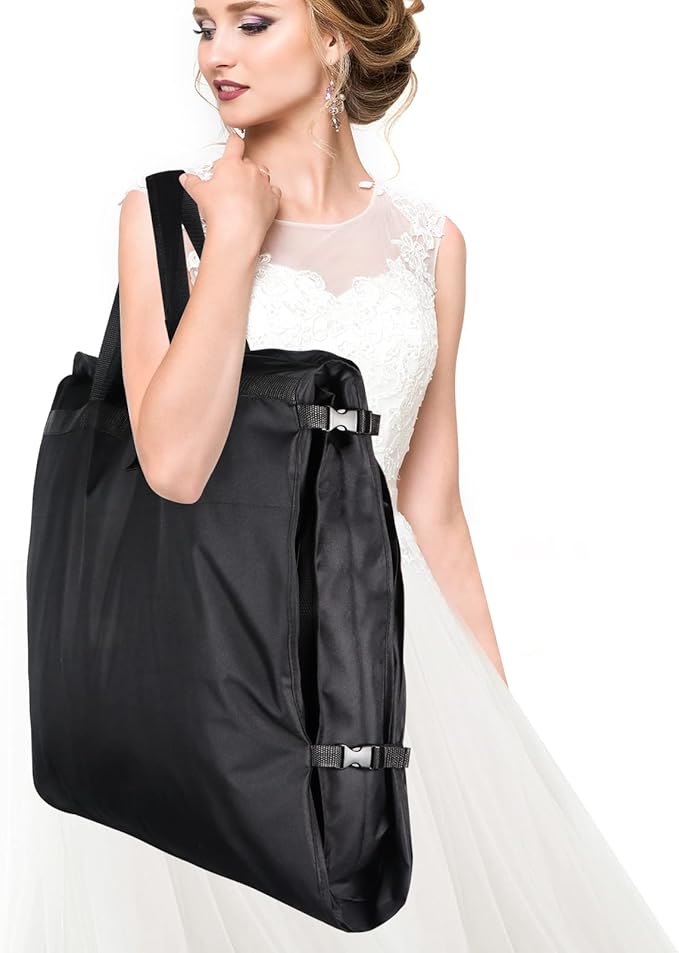 Zilink Wedding Dress Garment Bag 72" Dress Bags for Gowns Long Trifold Bridal Dress Bag with Accessory Pockets and Adjustable Buckles for Wedding dress, Prom Evening Gown [Upgraded Version]