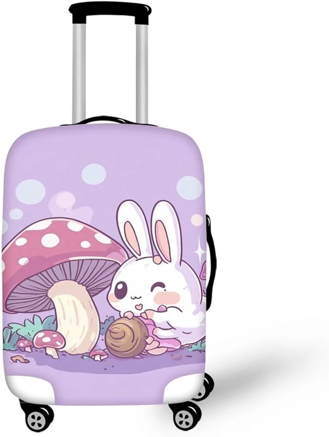Cute Bunny Rabbit Luggage Covers Fit 26-29 Inch Universal Thickness Suitcase Covers for Luggage Mushroom Suitcase Cover Scratch Resistan Zip Travel Luggage Cover Elastic Baggage Case