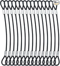 15 pcs 7.9 inch (20cm) 3mm Thickness Galvanized Steel Wire Cable with Loops Vinyl Cover Coated Short Rope Lanyard Lock Safety Tether Chains, Black