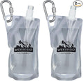 2-Pack 1L Hiking Collapsible Water Bottles with Mountaineering Buckle (Not Suitable for Climbing) BPA-Free Foldable Backpacking Water Bottle for Camping Hiking Running Cycling Mountaineering