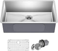 Kraus KHU100-32 Standart PRO 16 Gauge Undermount Single Bowl Stainless Steel Kitchen Sink, 32 Inch